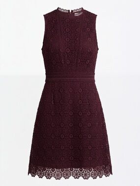 Ever New Melbourne Deep Plum Guipure Lace Sleeveless Dress - Size US 2